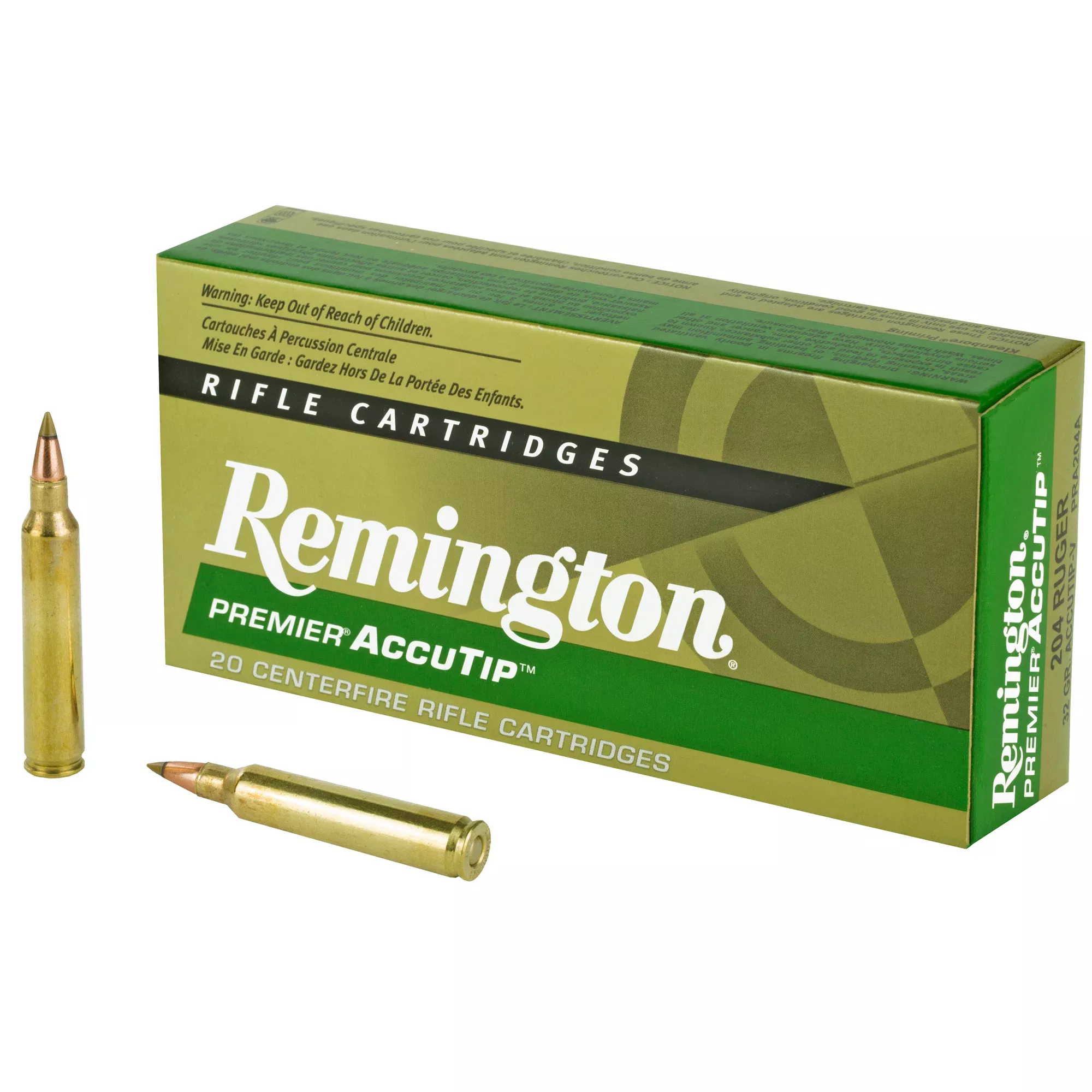 Remington Premier AccuTip-V .204 Ruger 32 Grain Varmint Rifle Ammo 20-Round Box 29218