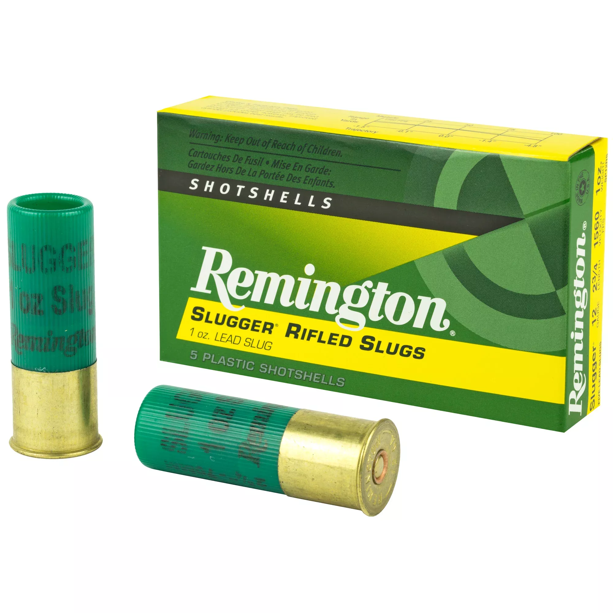 Remington Slugger Rifled Slug 12 Gauge 2-3/4in 1oz Lead Slug Shotshell Ammo, 20300