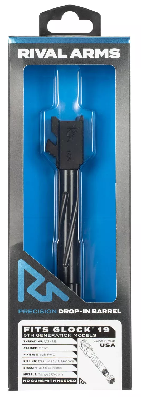 Rival Arms RA20G204A Precision V1 Match Grade 9mm Luger Compatible w/ Glock 19 Gen5, 4.02" Threaded Black PVD Stainless Steel