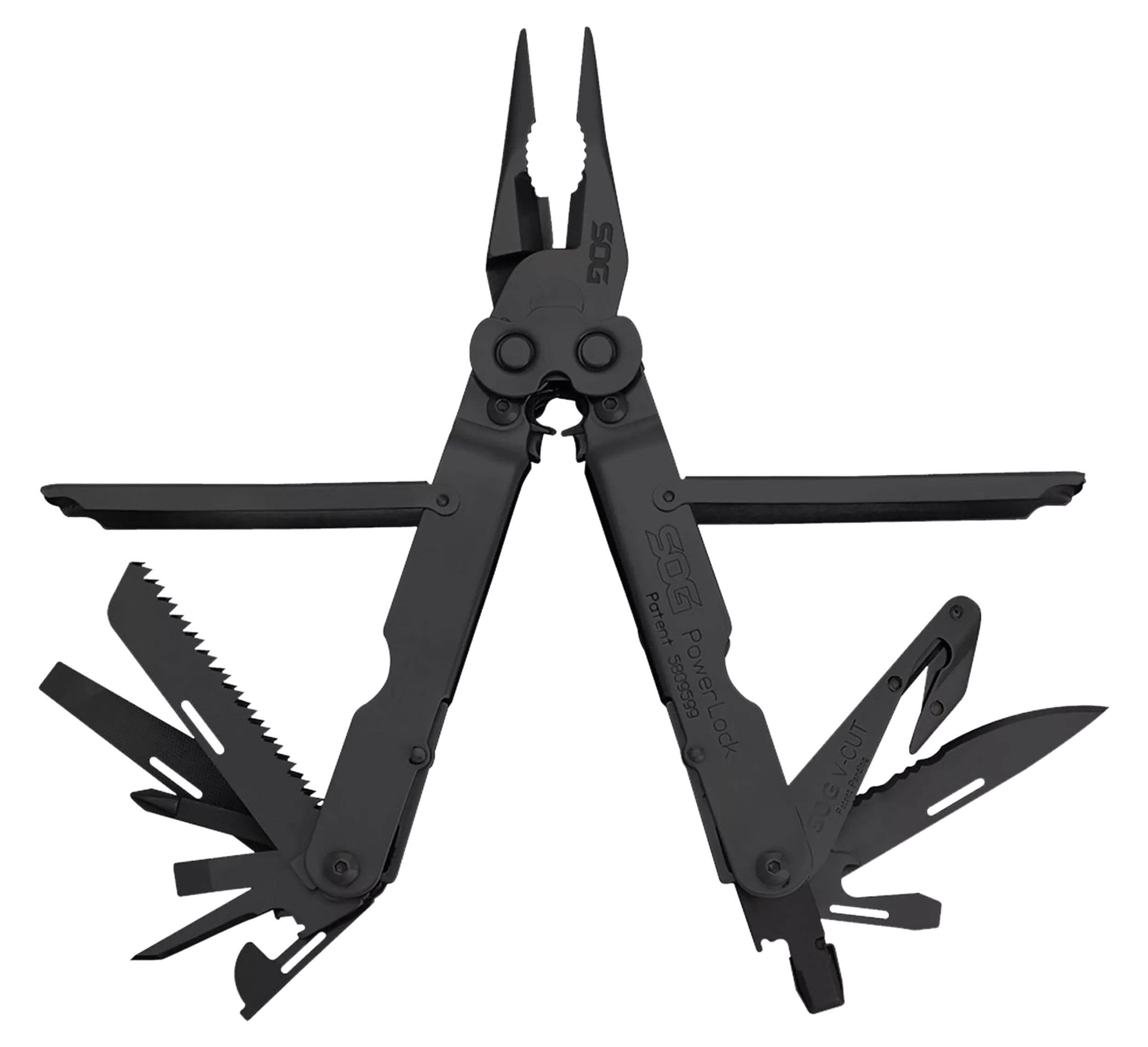 S.O.G SOG-B63N-CP Powerlock V-Cutter Black Oxide 420 Stainless Steel 7" Long Features 18 Tools w/Sheath