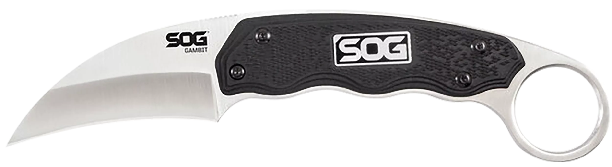 S.O.G SOG-GB1001-C Gambit2.58" Fixed Sheepsfoot Plain Satin Polished 7Cr17MoV SS Blade Black GRN Handle Includes Sheath