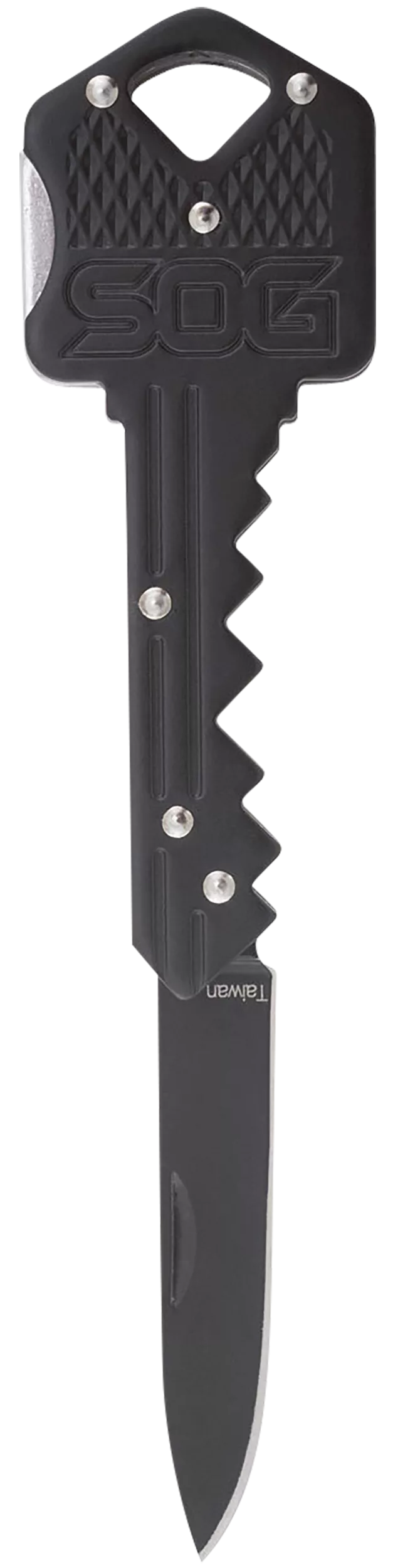 S.O.G SOGKEY101 Key1.50" Folding Plain Drop Point Black Hardcased 5Cr13MoV SS Blade/Black Stainless Steel Handle