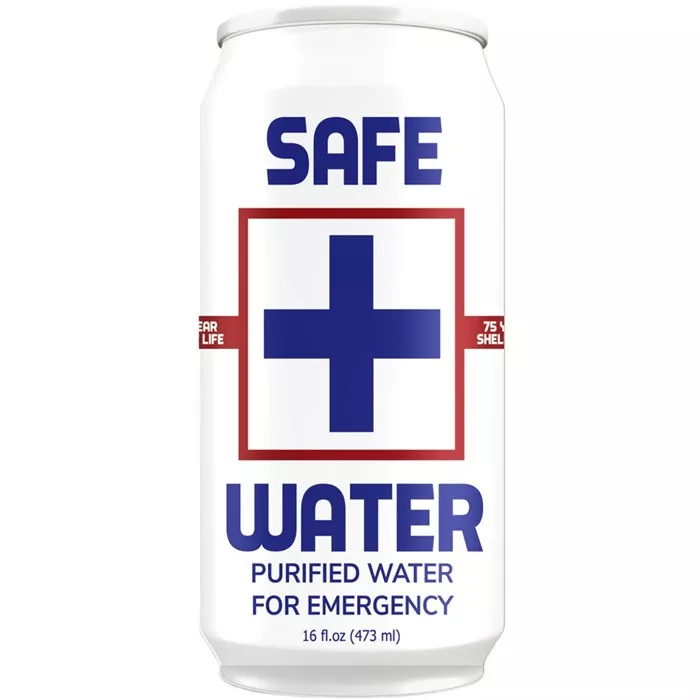 SAFE WATER ULTRA-PURE EMERGENCY DRINKING WATER SAFE WATER 16OZ CANNED WATER-24 CANS PER CASE