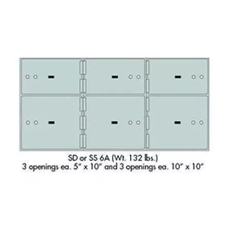 SafeandVaultStore SD-6A Safe Deposit Boxes 3 - 5" x 10" 3 - 10" x 10" Openings