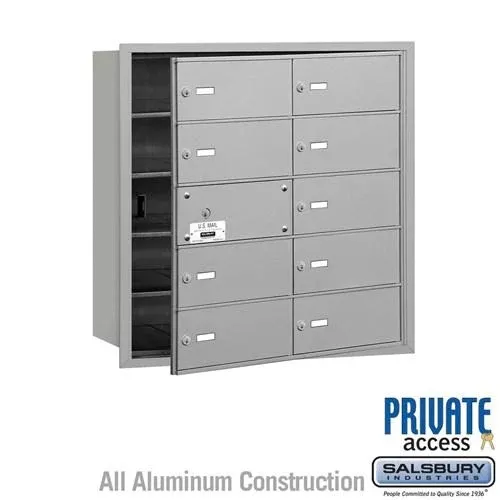 Salsbury 4B+ Horizontal Mailbox (Includes Master Commercial Lock) - 10 B Doors (9 usable) - Bronze - Front Loading - Private Access
