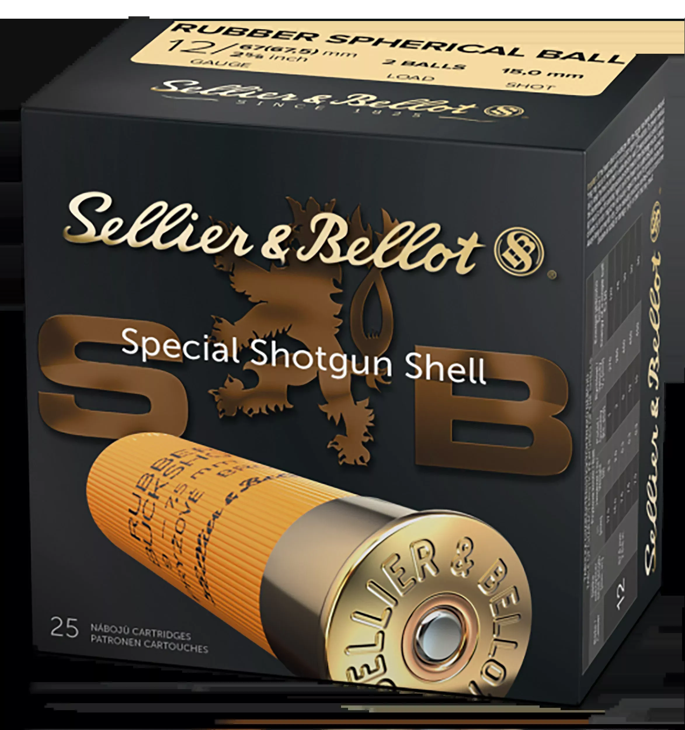Sellier & Bellot 12 Gauge Rubber Ball Less-Lethal Shotgun Shells 25/Box (10/Case) SB12RBB