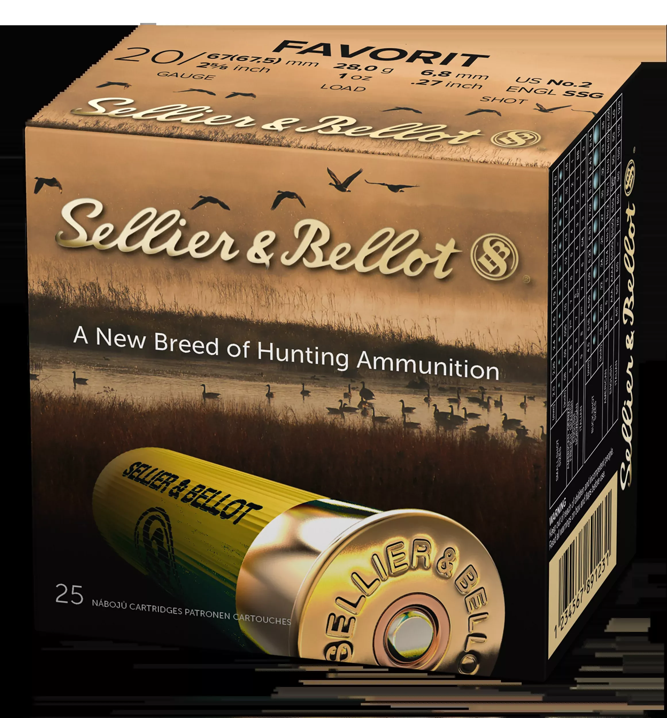 Sellier & Bellot 20 Gauge 2-5/8 Inch #2 Buckshot 12-Pellet 1 oz Shotshells 25/Box SB20BSA