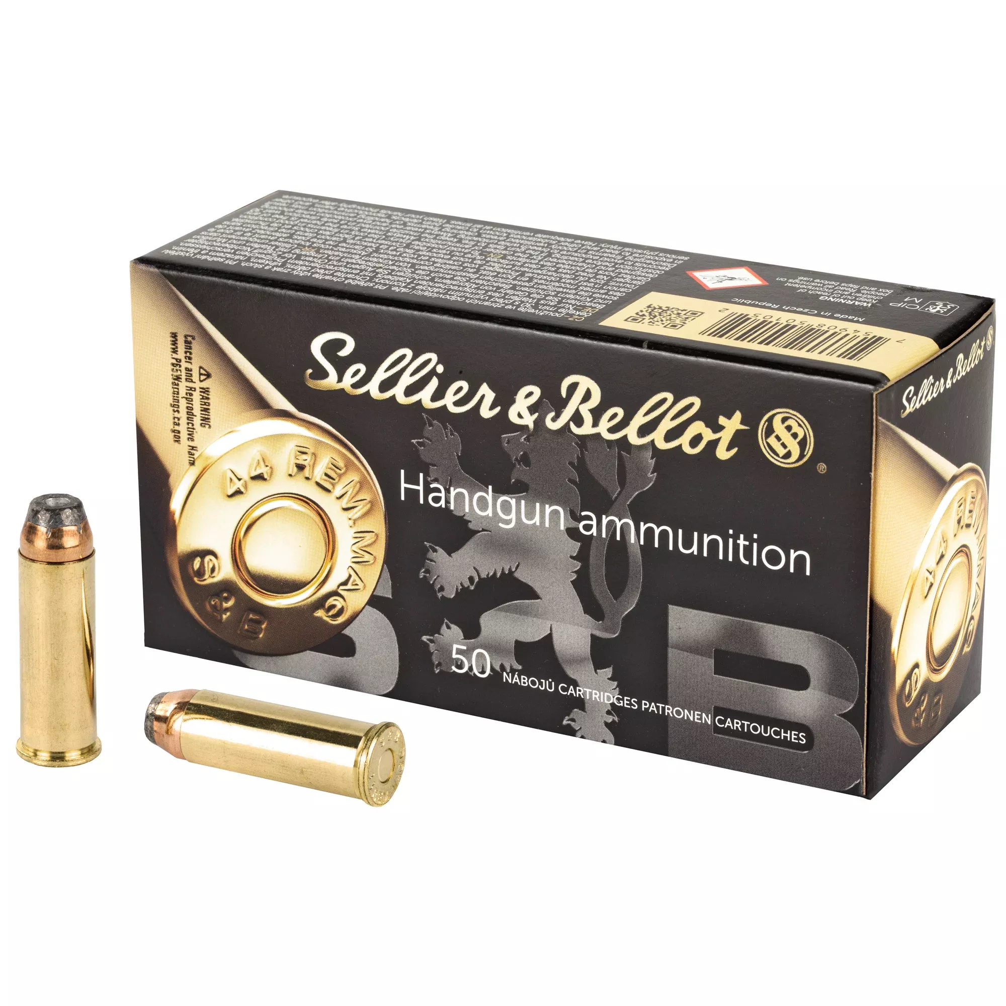 Sellier & Bellot .44 Remington Magnum 240gr Semi-Jacketed Hollow Point Ammo, 50rd Box SB44C