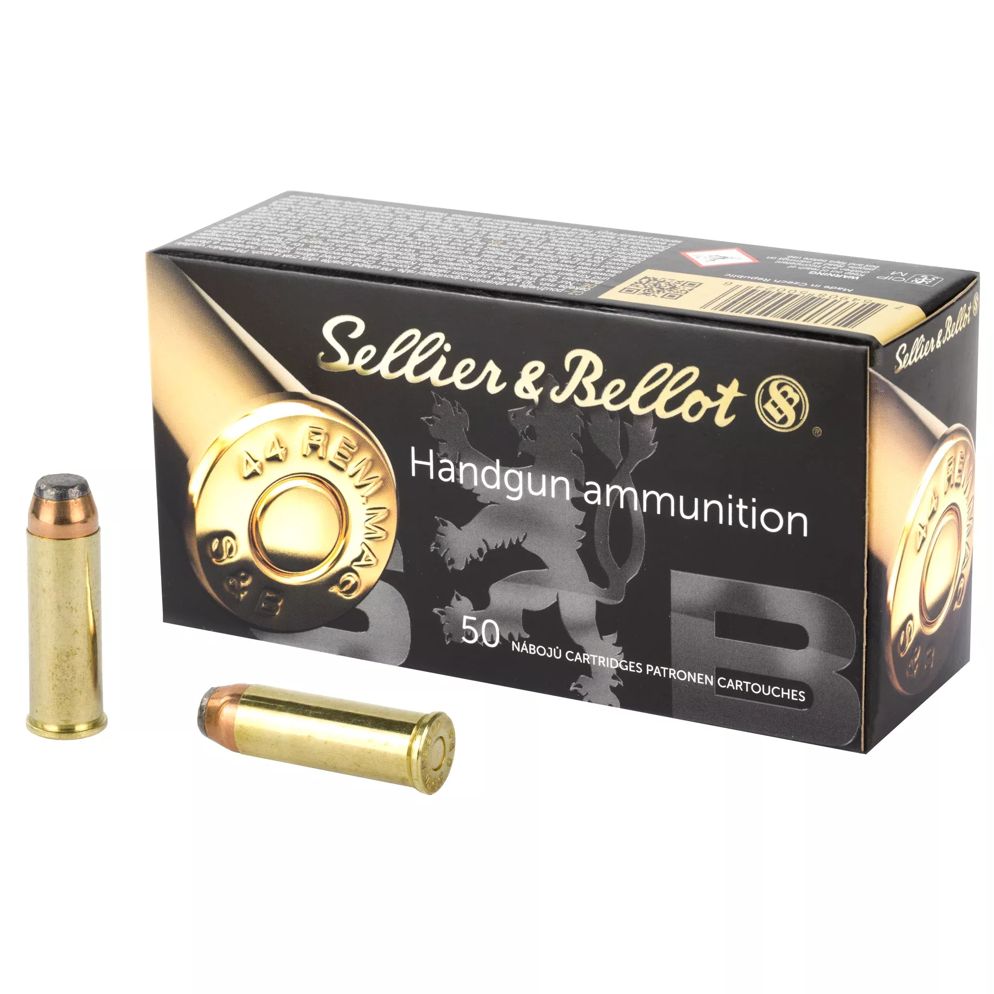 Sellier & Bellot .44 Remington Magnum 240gr Soft Point Handgun Ammo, 50-Round Box SB44A