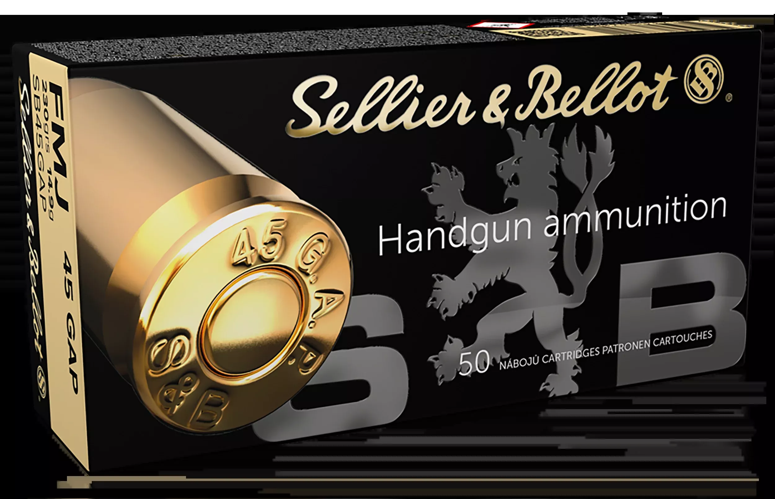 Sellier & Bellot .45 GAP 230gr FMJ Brass-Cased Handgun Ammunition, 50rd Box/20 Case SB45GAP