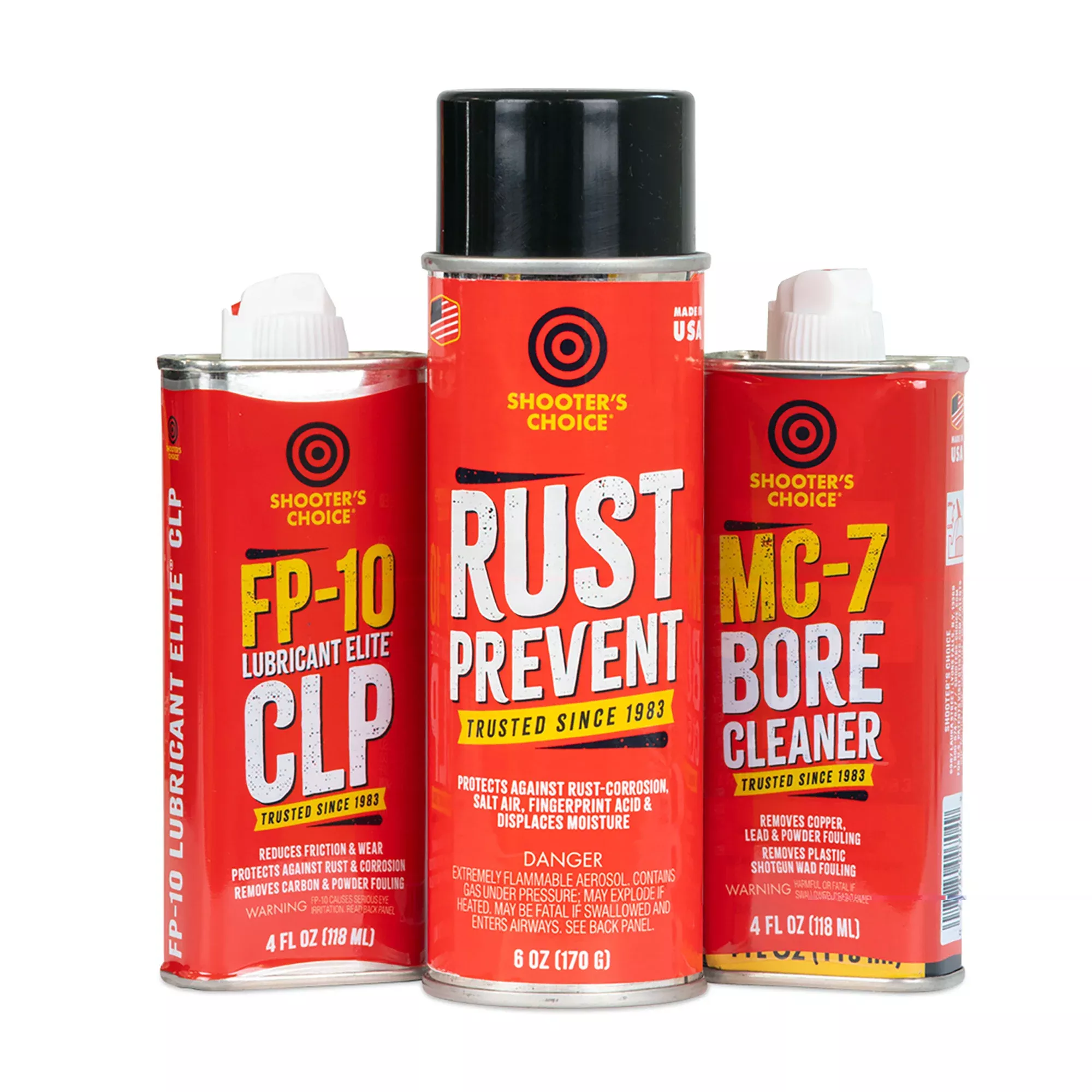 Shooter's Choice Universal Gun Care Pack – Bore Cleaner, FP-10 Lubricant Elite CLP & Rust Prevent, SHF-CLP01