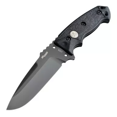 SIG Sauer by Hogue Elishewitz EX-F01 SIG Fixed Blade - 5.5" A2 Gray Drop Point Blade, Textured Black G10 Handles, Auto Retention Sheath - 37172