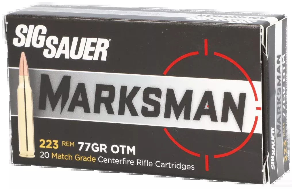 Sig Sauer Marksman .223 Rem 77gr Open Tip Match Rifle Ammo 20/Box (25/Case) E223M120