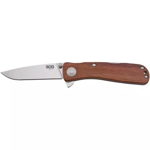 SOG Specialty Knives and Tools TWI17-CP Twitch II Knife with Straight Edge Assisted Folding 2.65-Inch Steel Blade and Rosewood Handle, Satin Finish
