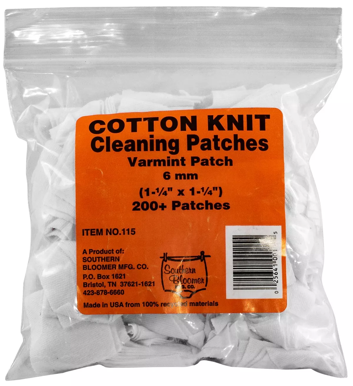 Southern Bloomer 115 Cleaning Patches6mm Cotton 200 Per Pack
