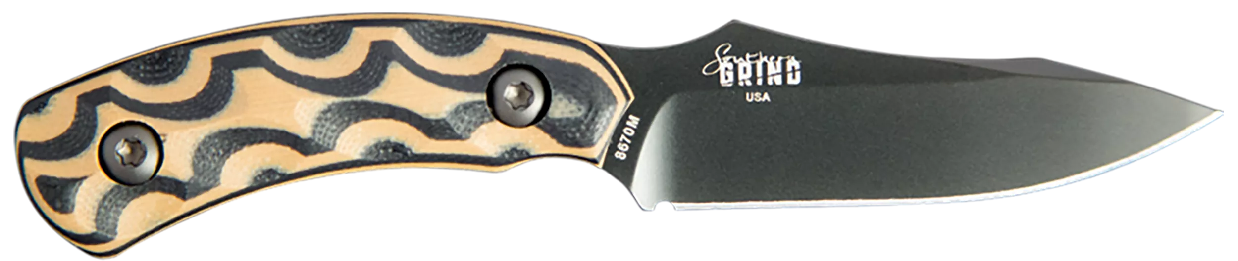Southern Grind SG0508010601 Jackal Pup 2.80" Fixed Drop Point Plain Black PVD 8670 Steel Blade, 2.95" Black/Tan G10 3D Milled Handle