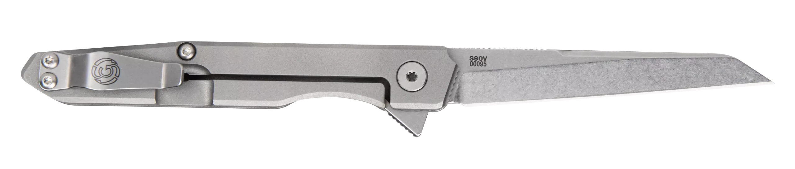 Southern Grind SG08300011 Quill3" Folding Wharncliffe Plain Stonewashed CPM S90V Blade, 4" Stonewashed Titanium Handle