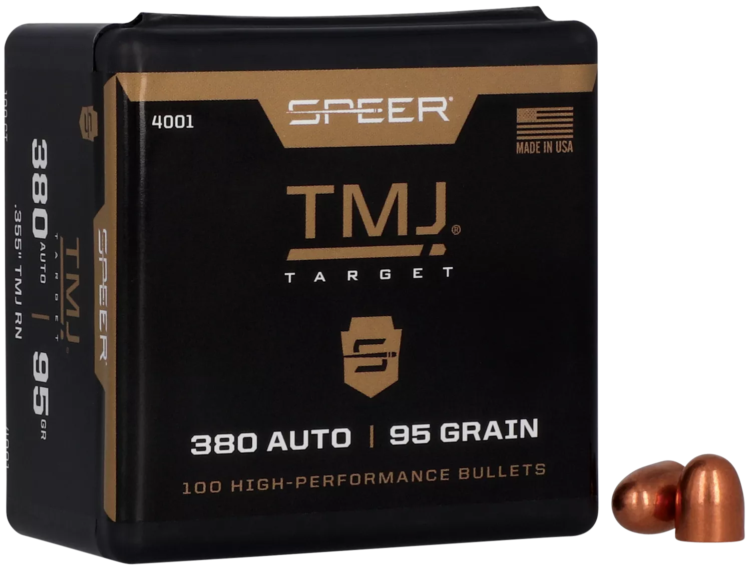Speer 4001 TMJ380ACP 95gr Total Metal Jacket 100 Per Box/5 Case