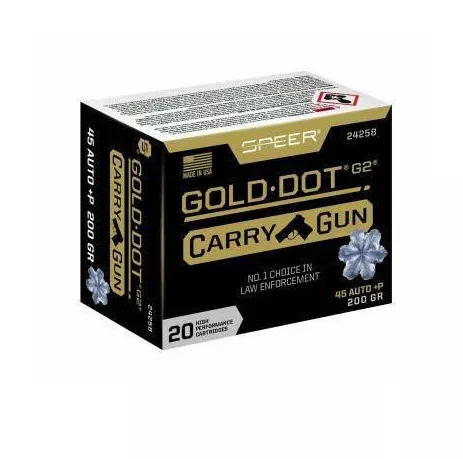 Speer Ammunition 45 ACP +P 200 Grain Bonded Jacketed Hollow Point 20 Count
