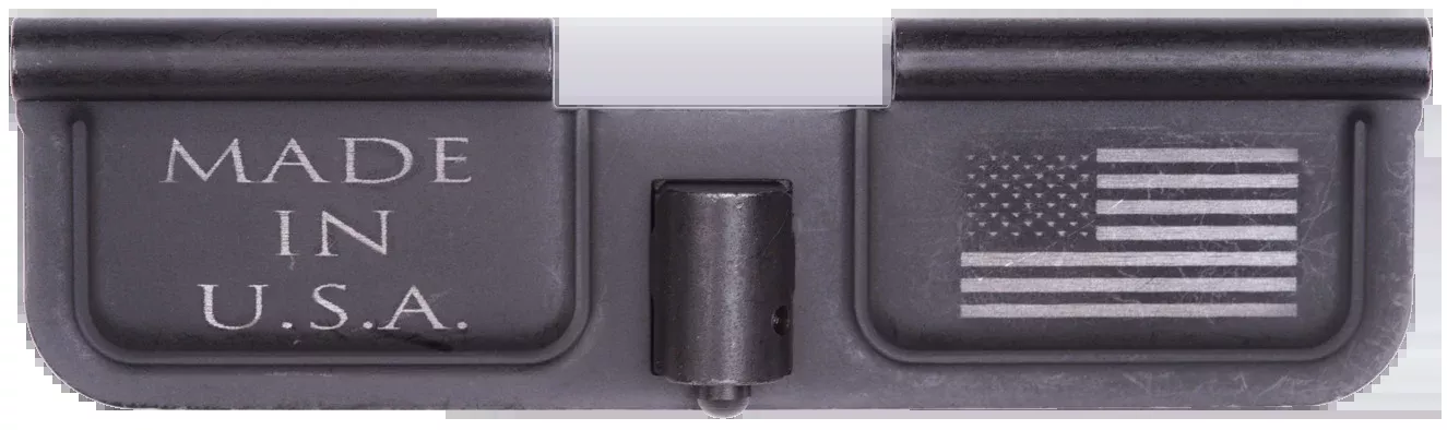 Spikes AR-15 Laser Engraved Ejection Port Door, Made in USA Flag, Black Phosphate Steel SED7002