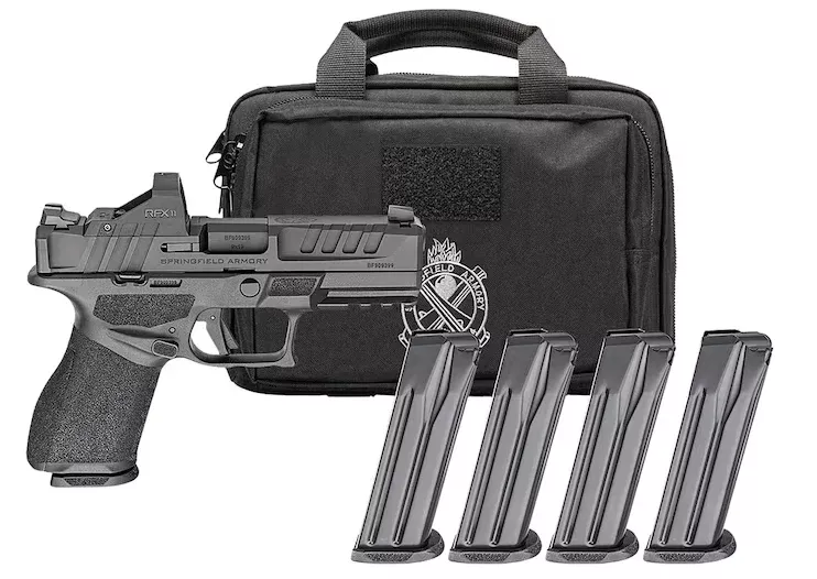 Springfield Armory Echelon 4.0C California Compliant Gear Pac 9mm Luger Pistol 4″ Barrel 10+1 Round Melonite Slide Black Grip Black Frame Red Dot