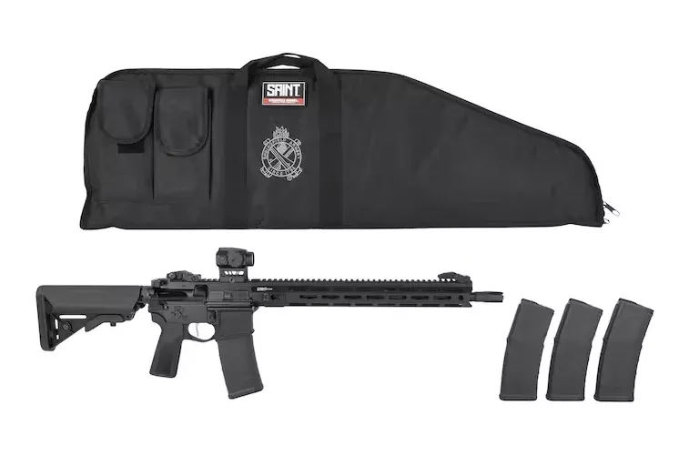 Springfield Armory Saint Victor V2 Gear PAC Semi Automatic Rifle 5.56x45mm NATO 16″ Black Threaded Barrel Black Frame Black Pistol Grip With Red Dot