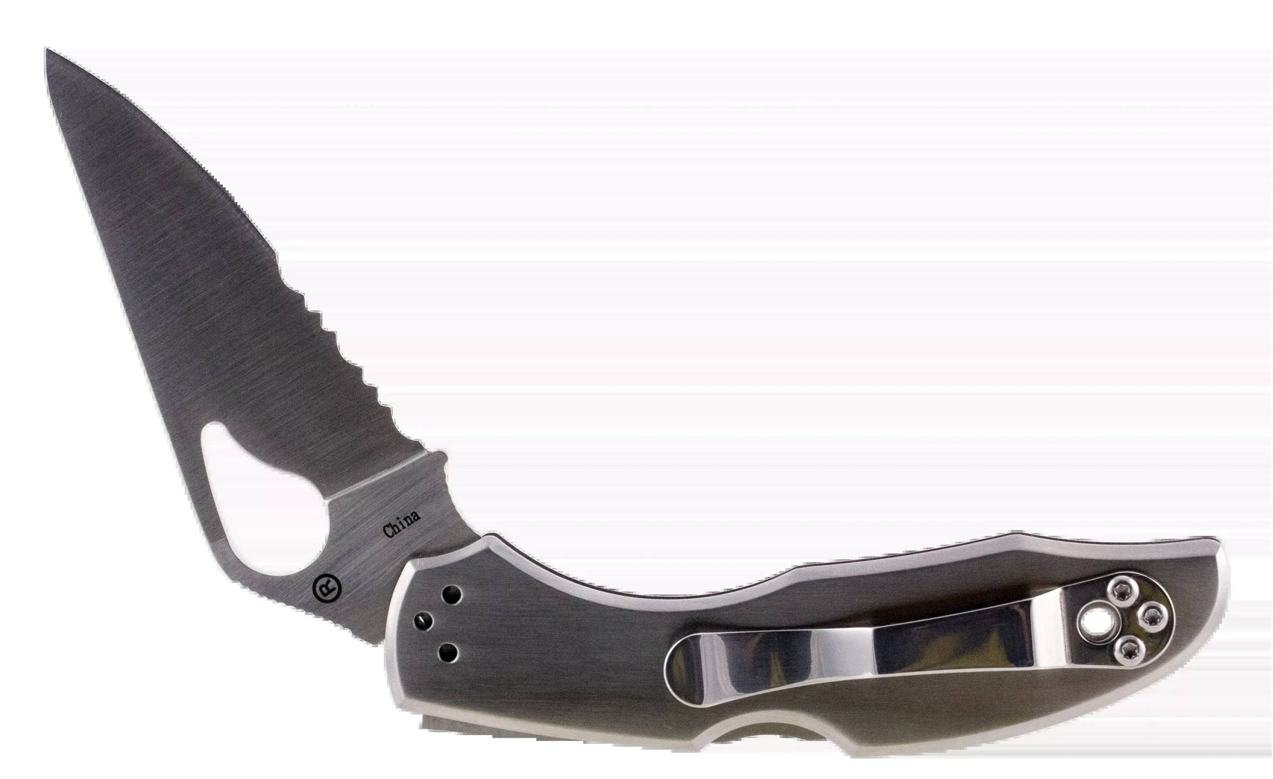 Spyderco Byrd Meadowlark 2 Folding Knife, 2.94 in Combo Edge, 8Cr13MoV Blade, Stainless Handle BY04PS2