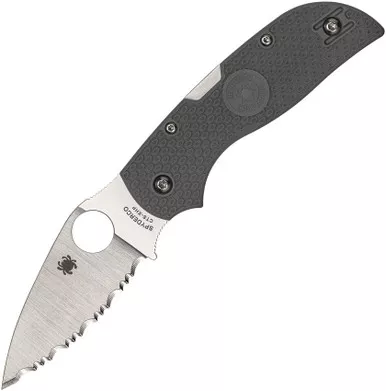 Spyderco Chaparral Lightweight Folding Knife - 2.8" CTS-XHP Satin Serrated Blade, Gray FRN Handles, Lockback - C152SGY