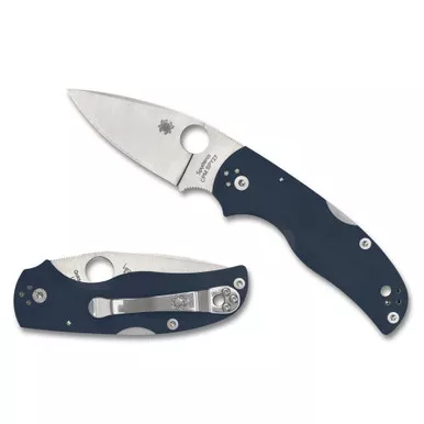 Spyderco Native 5 SPY27 Folding Knife - 2.95" CPM-SPY27 Satin Plain Blade, Cobalt Blue G10 Handles - C41GPCBL5