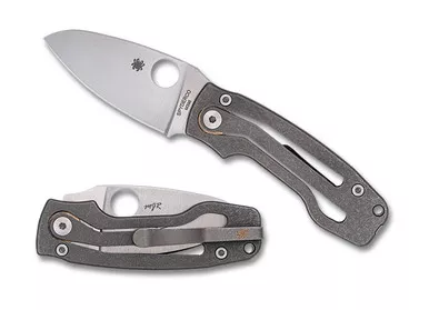 Spyderco PITS 2 Slipjoint Folding Knife - 2.74" M398 Satin Drop Point Blade, Skeletonized Titanium Handles - C269TIP