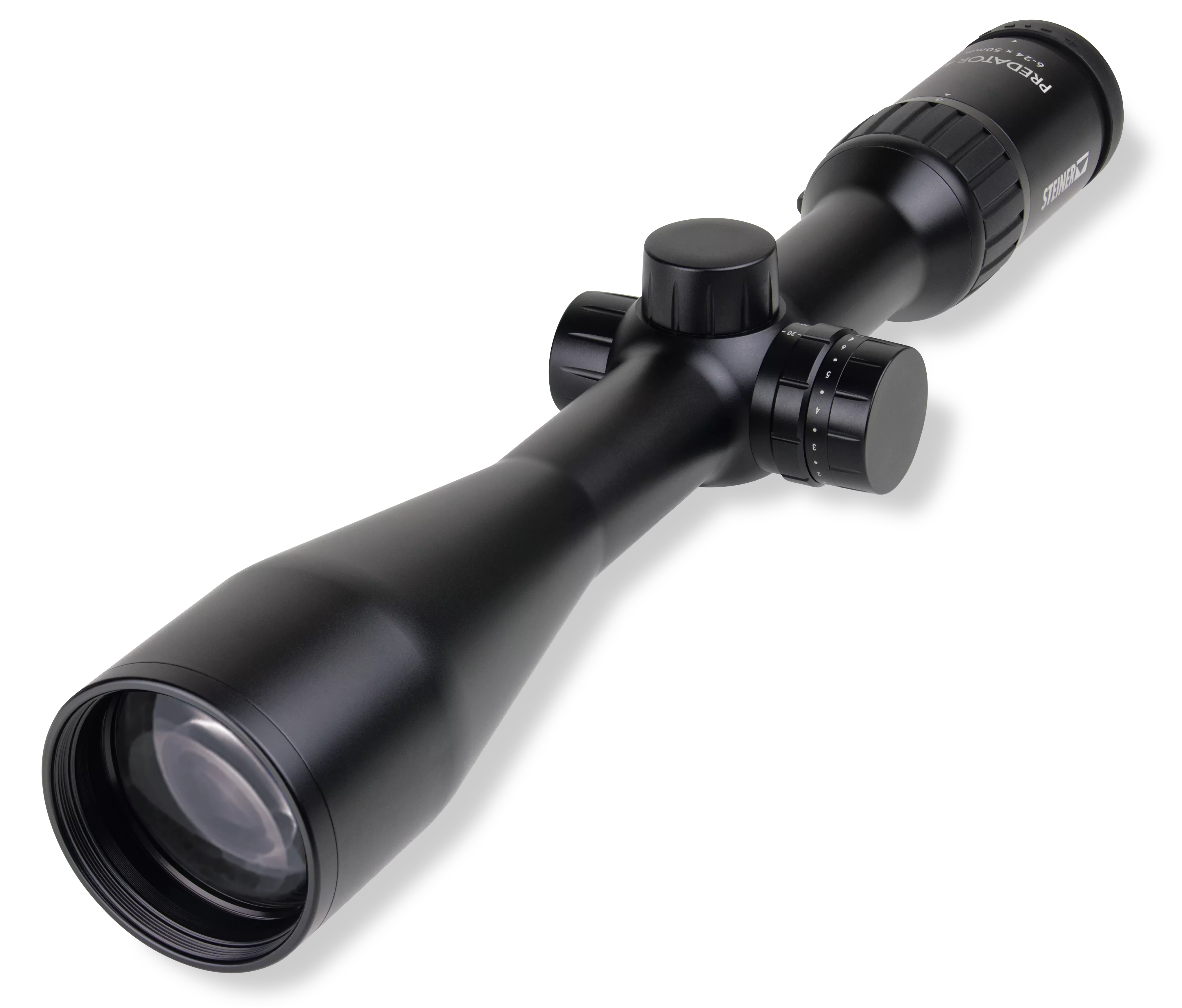 Steiner 8773 Predator 4 Black, 6-24x50mm, 30mm Tube, Second Focal Plane, Illuminated Ballistic E3 Reticle