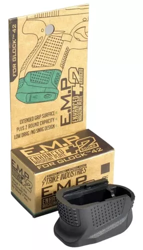 Strike Industries EMPG42B Enhanced Magazine Platemade of Polymer with Black Finish & Extra Gripping Surface for Glock 42 Magazines (Adds 2rds)