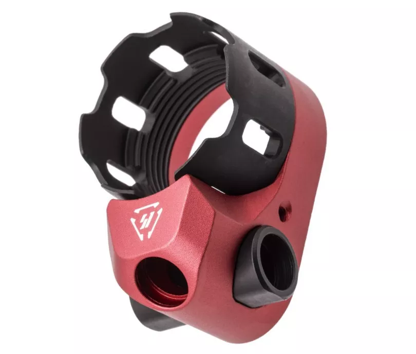 Strike Industries TRIBUS Enhanced Castle Nut & Extended End Plate Version 2 - Red