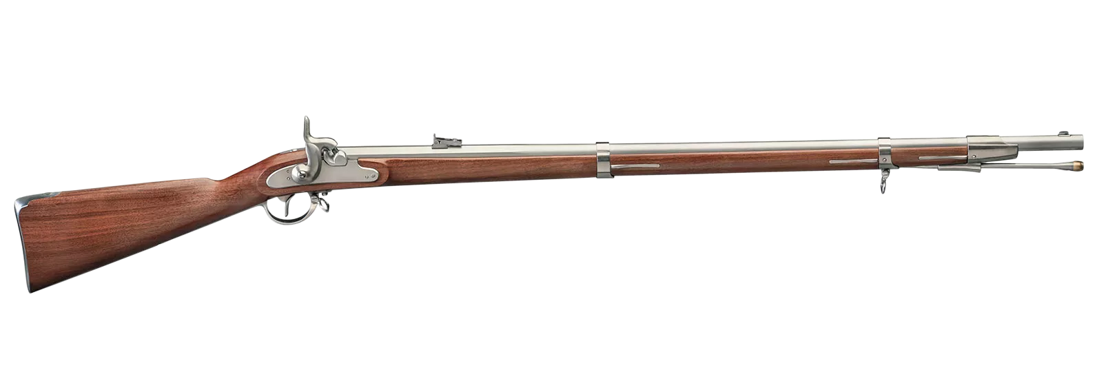 Taylors & Company 210035 1854 Lorenz Infantry II Pedersoli 54 Cal Percussion 37" White Steel Round Barrel & Receiver, Fixed Walnut Stock, Musket Cap Percussion, Right Hand