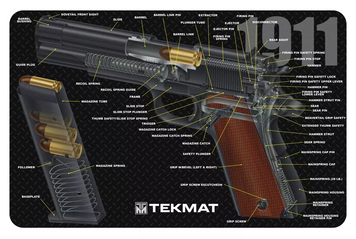 TekMat TEKR171911CACleaning Mat Multi-Color Rubber 11"x17" 1911 3D Cutaway