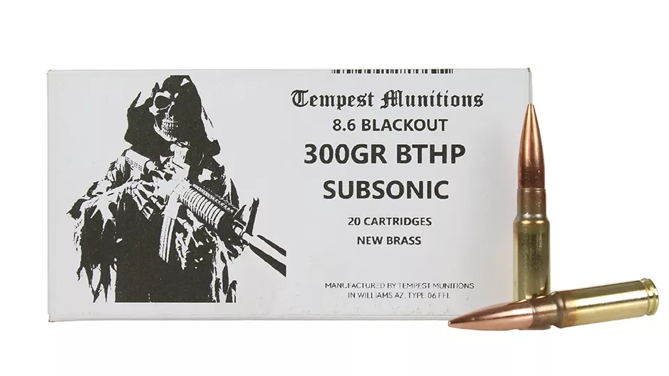 Tempest Munitions 8.6 Blackout 300gr HPBT Subsonic Ammo - 20 Rounds