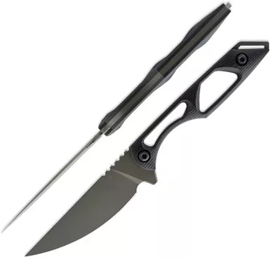 Toor Knives Willow Fixed Blade Knife - 3.75" CPM-154 Spanish Moss Drop Point Blade, Skeletonized Black G10 Handles, Kydex Sheath