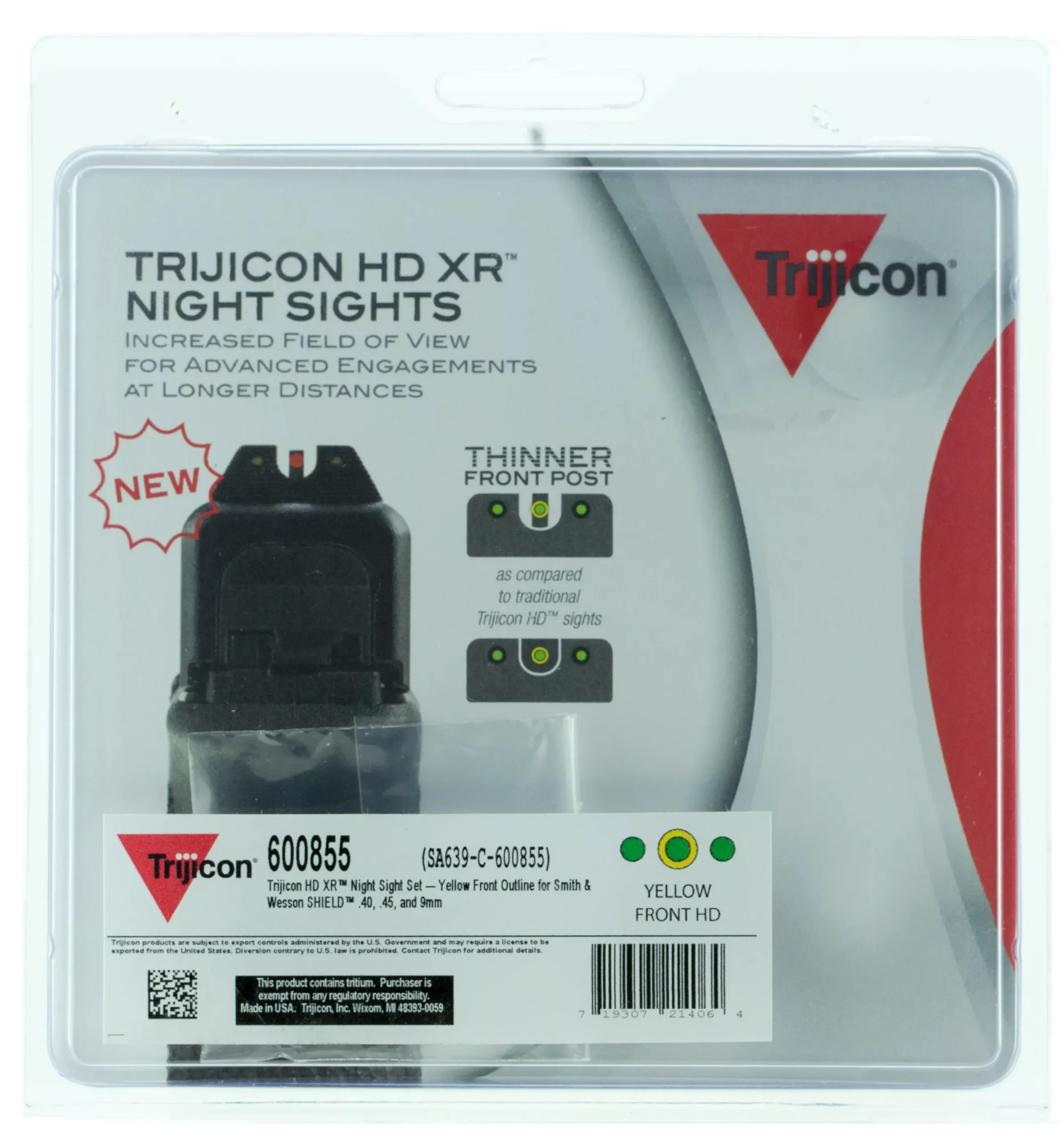 Trijicon 600855 HD XR Night SightsGreen/Tritium Yellow Outline Front Sight-Green Tritium Black Outline Rear Sight Smith & Wesson M&P Shield/M&P Shield Plus