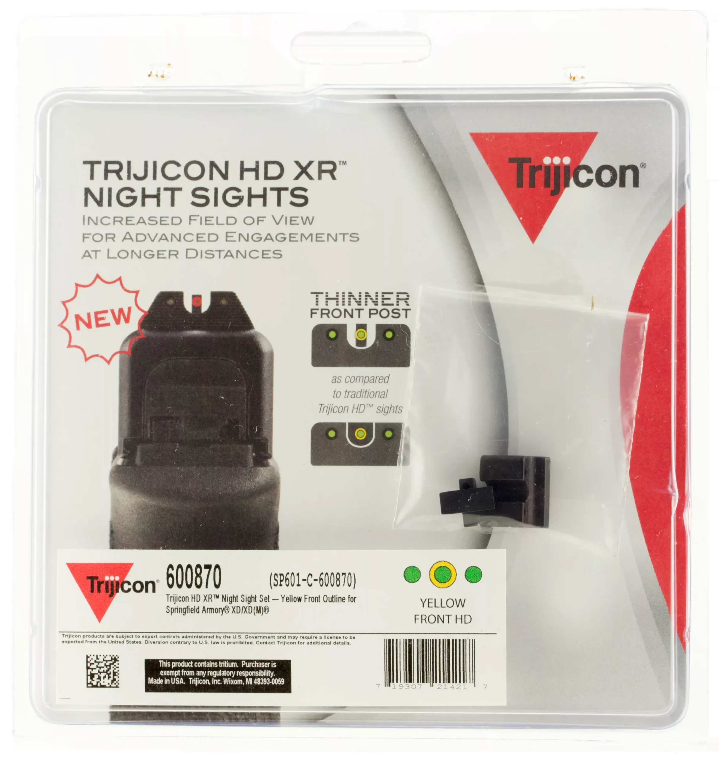 Trijicon 600870 HD XR Night SightsGreen/Tritium Yellow Outline Front Sight-Green Tritium Black Outline Rear Sight Springfield Armory XD/XD-M/XD Mod.2