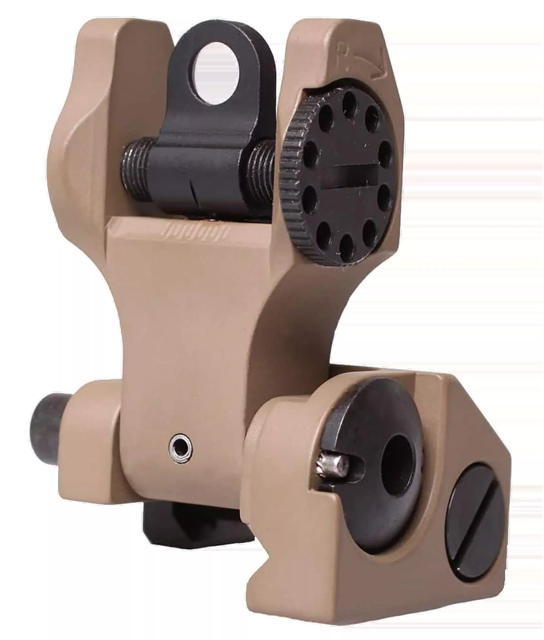 Troy Ind Rear Folding BattleSight Round, Flat Dark Earth AR-15 Back-Up Rear Sight, SSIGFBSROFT00