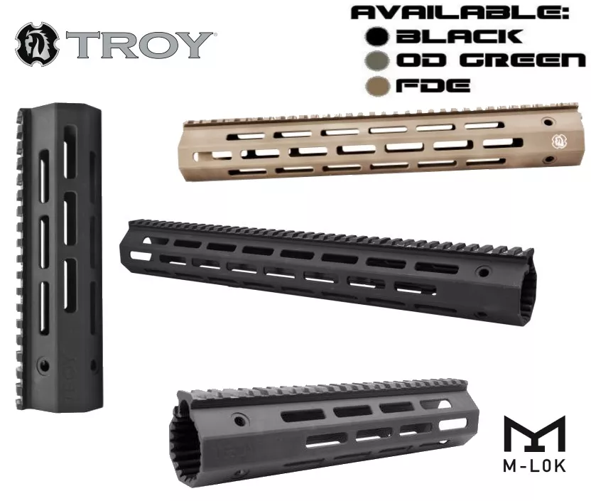 Troy M-LOK Choose 7", 9", 13", 15" Free Float AR15 Handguard 5.56 AR-15 MLOK Black, FDE, OD Green, Grey