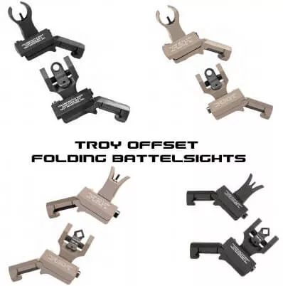 Troy Offset Folding Sight Set HK Front Round Rear or M4 Front Dioptic Rear 45 Degree Angle AR15 AR-15