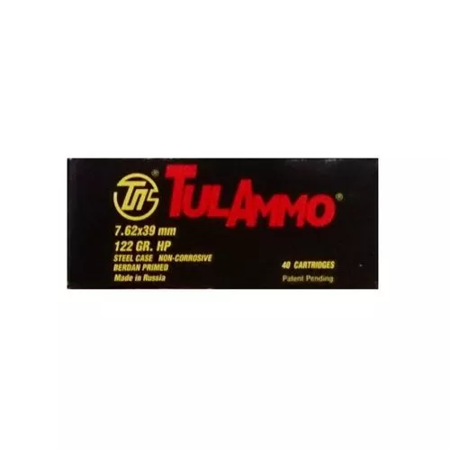 TulAmmo 7.62x39mm 122 Grain Hollow Point 40 Round Box