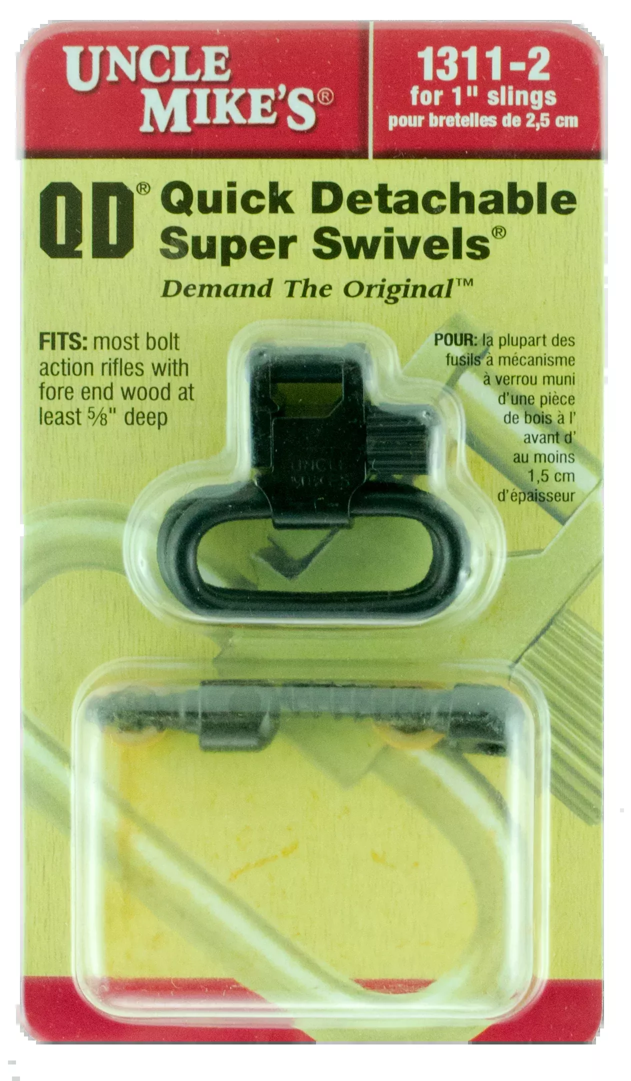 Uncle Mike's Quick Detach Super Swivels, 1 inch Loop, Tri-Lock Blued, Wood Screw Base - 13112