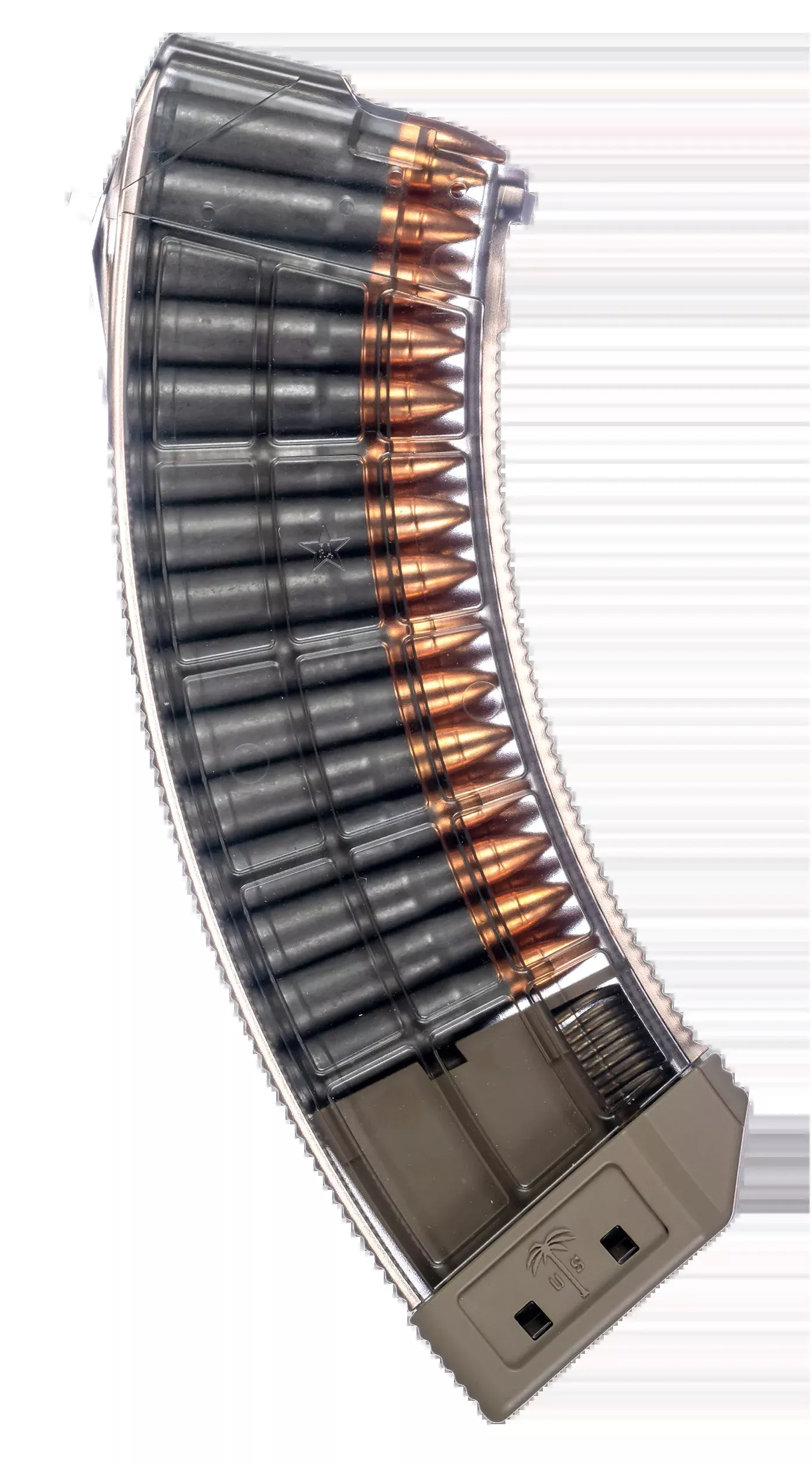US Palm MA1119A Standard 7.62x39mm 30rd Clear w/Flat Dark Earth Floor Plate AK-47 Magazine