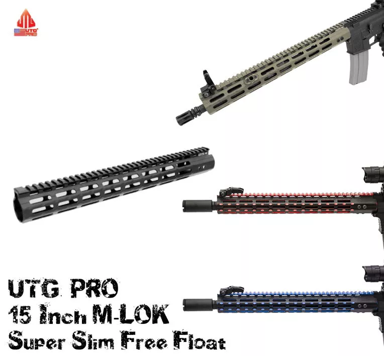 UTG PRO 15" M-LOK AR15 Super Slim Free Float Handguard AR-15 MLOK