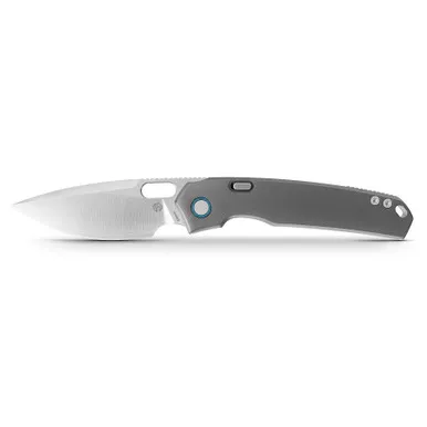 Vosteed Cutlery Psyop - Top Liner Lock Folding Knife - 3.32" Elmax Satin Drop Point Blade, Gray Diamond Patterned Titanium Handles - A2202