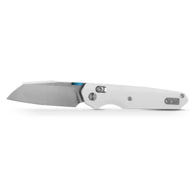 Vosteed Knives Talarurus Crossbar Lock Folding Knife - 3.03" Sandvik 14C28N Satin Modified Sheepsfoot Blade, Blue Canvas Micarta Handles - A2704