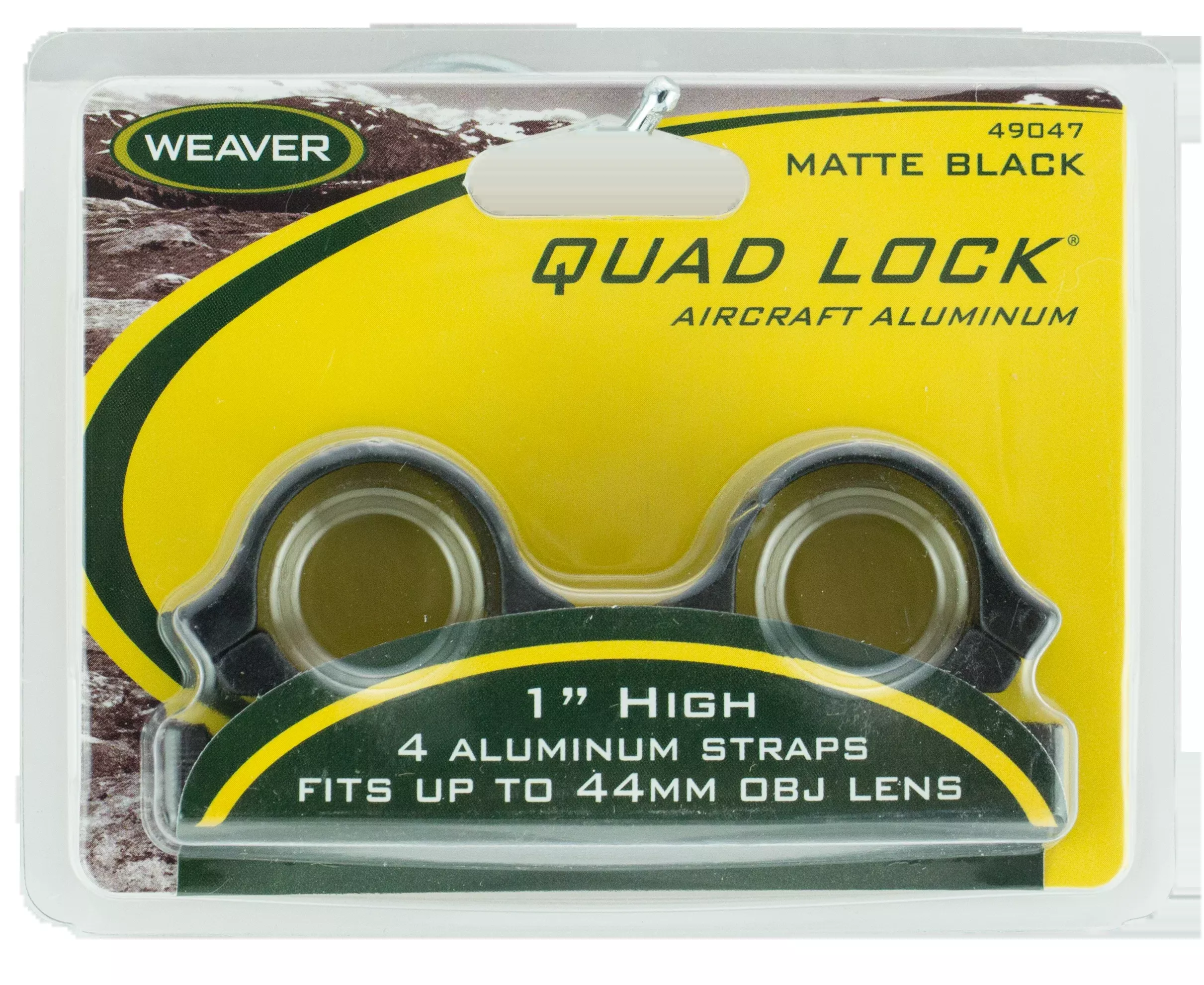 Weaver Mounts Quad Lock Detachable Scope Rings, 1-inch High, Matte Black – 49047