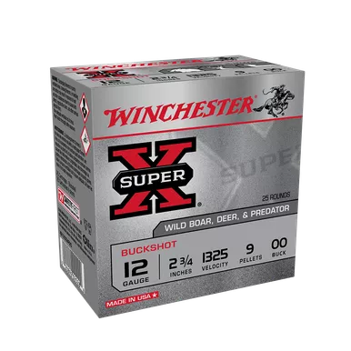 Winchester 12-Gauge Shotgun Ammo 2-3/4" 00 Buckshot 9 Pellet